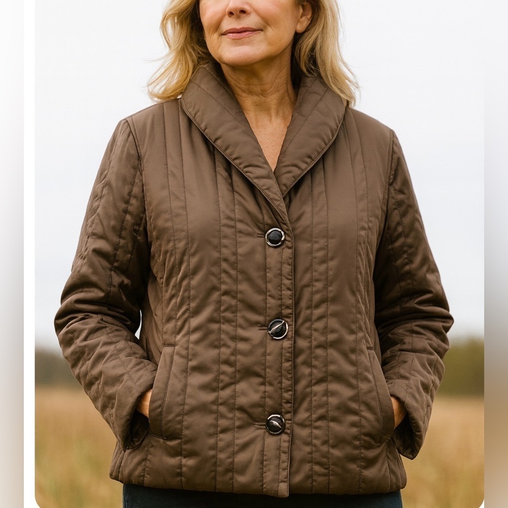 Chico’s Seriously Soft Pashma Puffer Jacket – Shitake Brown – Size 2 (L/12)